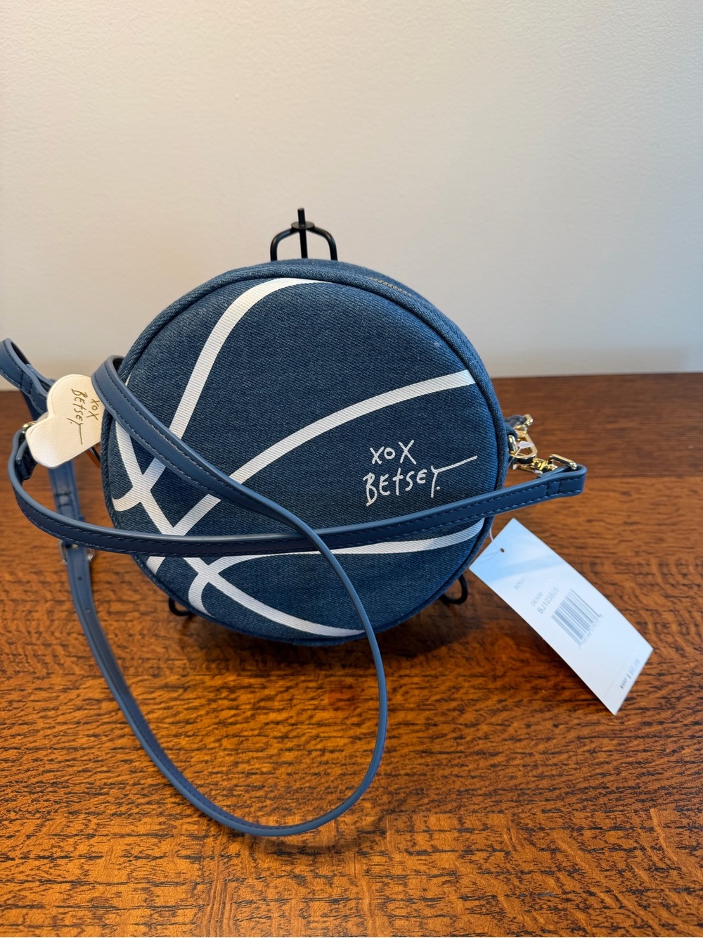 NWT Betsey Johnson Denim Basketball Crossbody Bag
